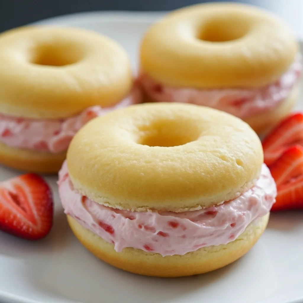 Strawberry Cheesecake Stuffed Donuts - secondary view